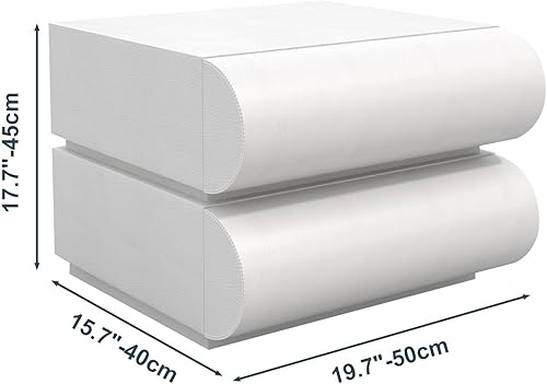 Miniatura 2 de IKuinen Mesita de noche, mesita de noche minimalista con 2 cajones de madera maciza, mesitas de noche con cuero de microfibra, mesa auxiliar para
