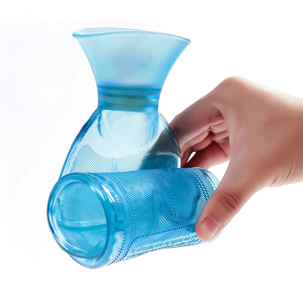 Botellas de agua caliente, bolsa PVC con cubierta punto adecuada for regalo Navidad/cumpleaños Botella portátil reutilizable llena(Blu)