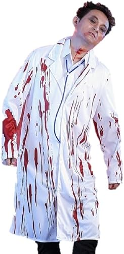 Amazon Levife 医者 ドクター 仮装 コスプレ リアル 血のり付 おもしろ ハロウィン コスチューム 白 メンズ M コスプレ 仮装 通販