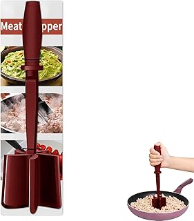 Meat Chopper,Meat Masher,Upgrade Potato Masher Tool,Ground Beef Smasher,Non-Stick Cookware,Hamburger Meat Chopper Tool for Mix and Chop(Red)