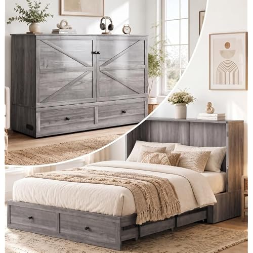 Queen Murphy Bed Cabinet with Storage