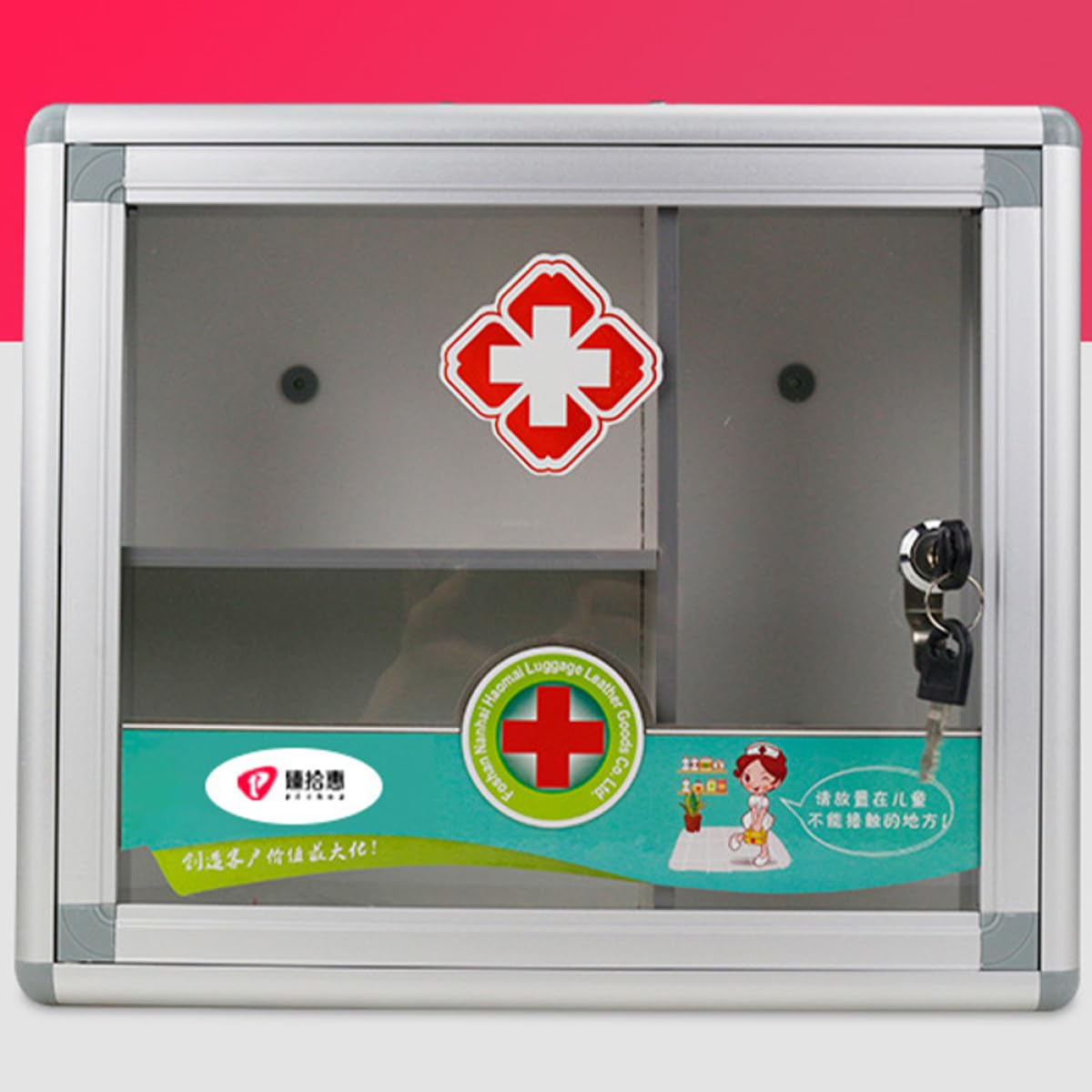 Cassetta Medica di Pronto Soccorso in Lega di Alluminio con Tre Scomparti e Design a Copertura, Portatile da Parete per Uso Domestico e Esterno