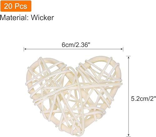 Miniatura 2 de MECCANIXITY 20 piezas de jarrón de ratán en forma de corazón, relleno de ratán natural para decoración del día de San Valentín, boda, decoración del