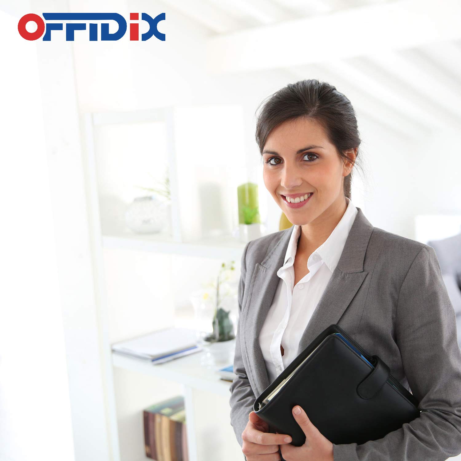 OFFIDIX Cuir PU Dossier Portfolio Presse-papiers A4 Dossier Portfolio Travail Rédaction Repli Presse-papiers Pliable (Noir)