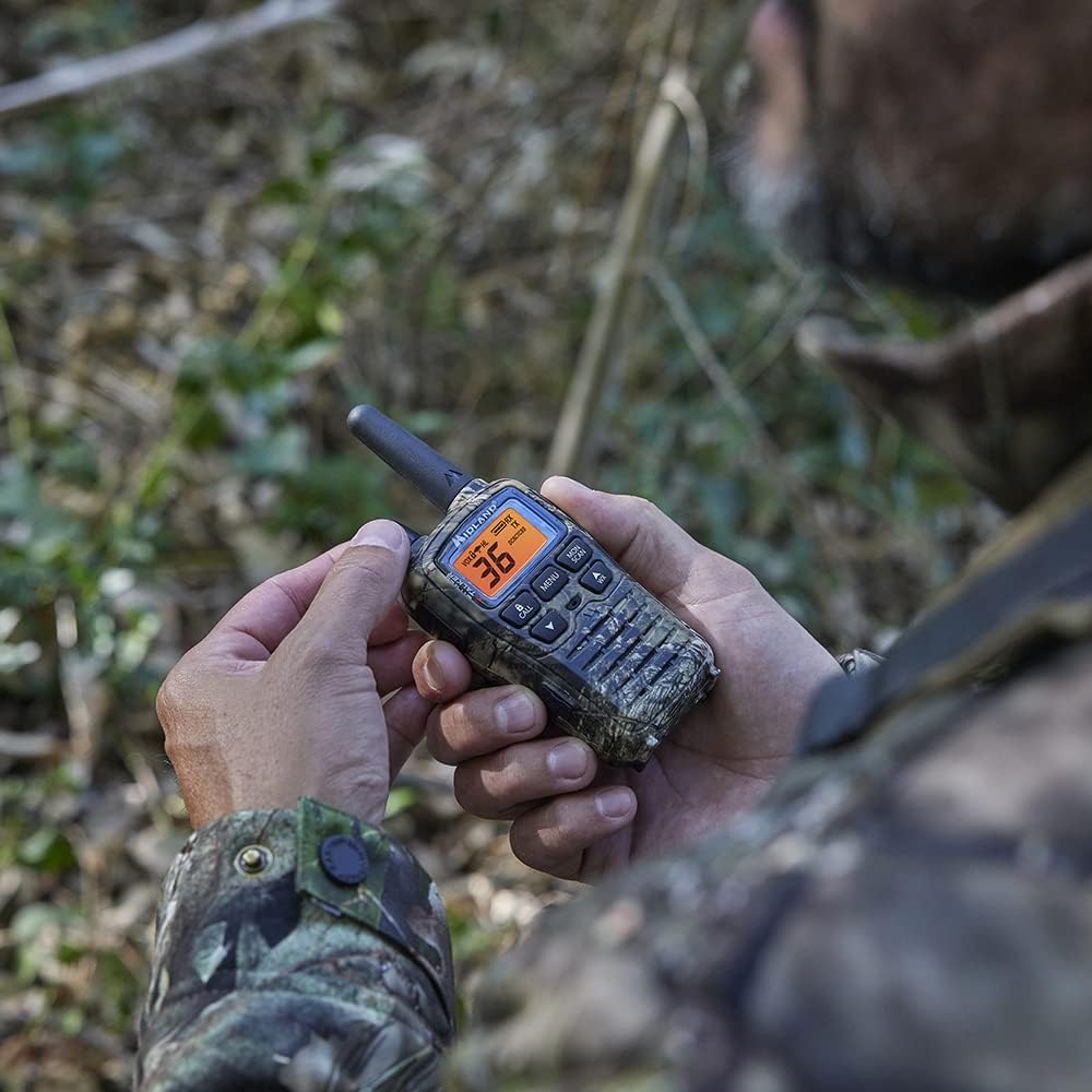 Midland® - T75VP3 - 36 Channel FRS Two-Way Radio - Long Range Walkie Talkie, 121 Privacy Codes, & NOAA Weather Scan + Alert - Mossy Oak Camo - Set of 2