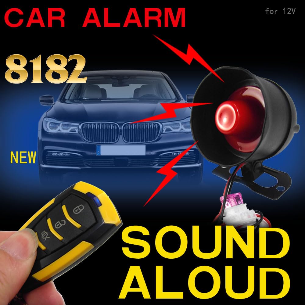 Shkalacar Allarme Universale per Auto 12 Volt Sistema di Allarme Veicoli Sensibilità 7 Livelli 2 Telecomandi