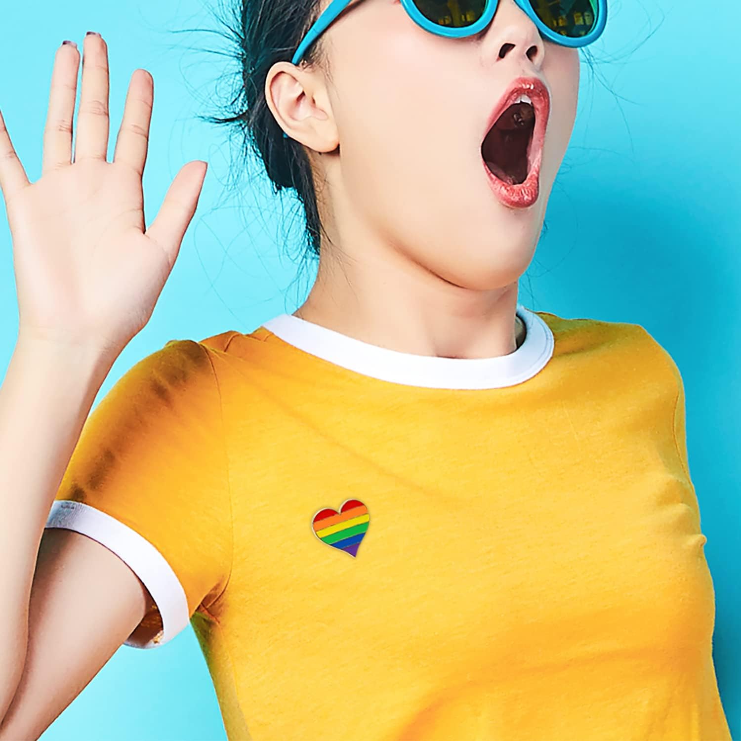 ONLYKXY 5pcs Brooch Pins Rainbow Lapel Pin Collar Pin Clips Pride Pin Brooch Badge Buttons Heart-Shaped Rainbow Brooch Cute Enamel Pin for Backpacks Hats Clothes Bags Decoration Jewelry brooches Gift - Image 6