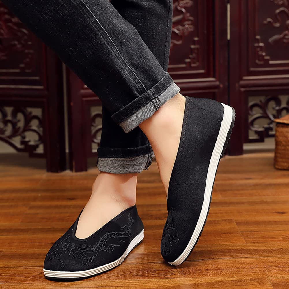 Chaussures Brodées Tai Chi Chaussures Kung Fu Brodées Sports Pantoufles Classiques Casual Arts Martiaux Chaussures de Sport Arts Martiaux Pantoufles Traditionnelles Chinois Unisexe Noir