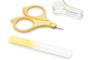 PAFASON Round Tip Safety Baby Nail Scissors and Baby Glass Nail File Set