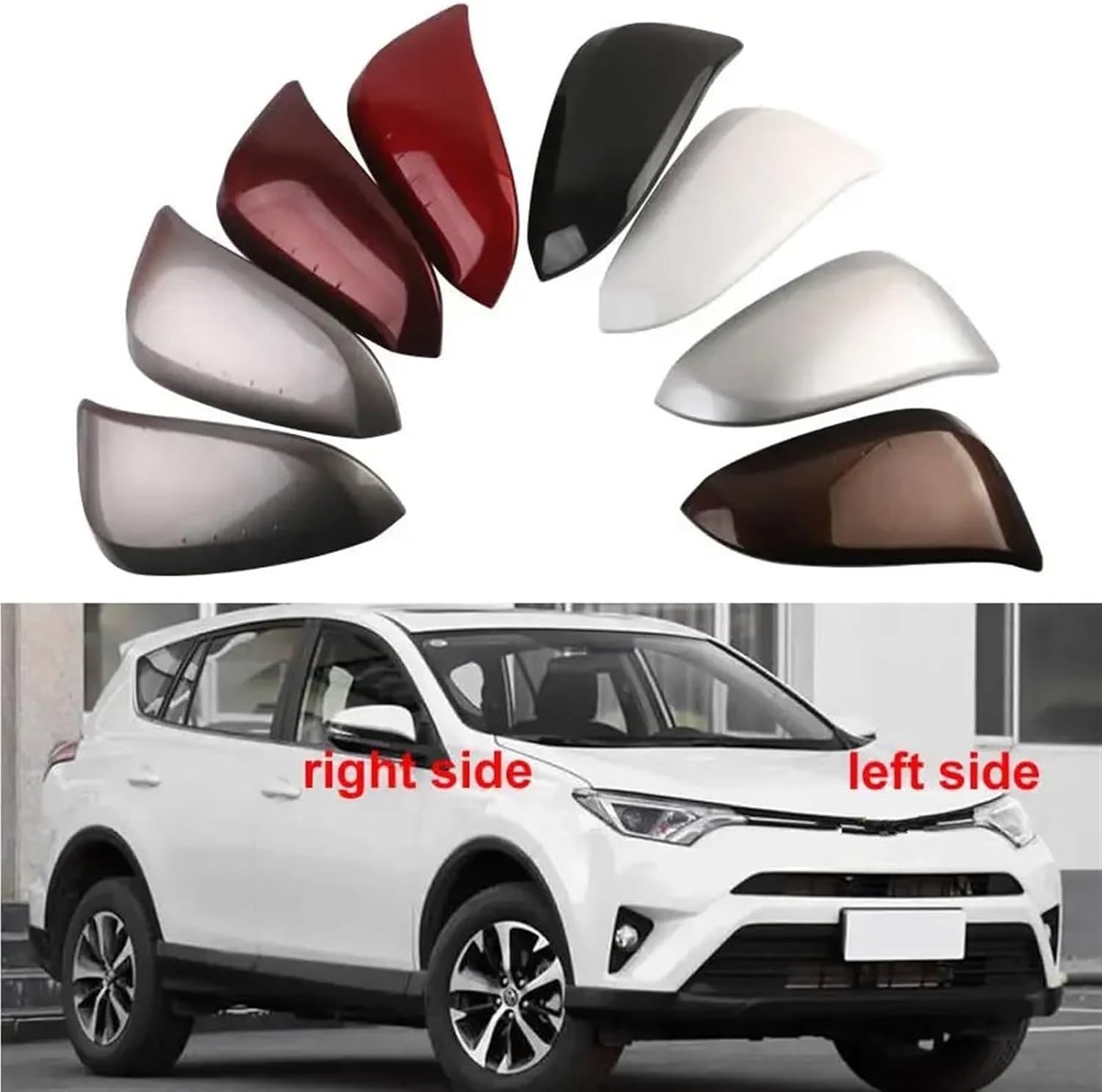 Door Wing Mirror Cover for Toyota for Rav4 for Rav 4 2014 2015 2016-2019 Car Accessories Rearview Mirrors Cover Rear View Mirror Shell Housing Side Mirror Caps (Fashion red R)