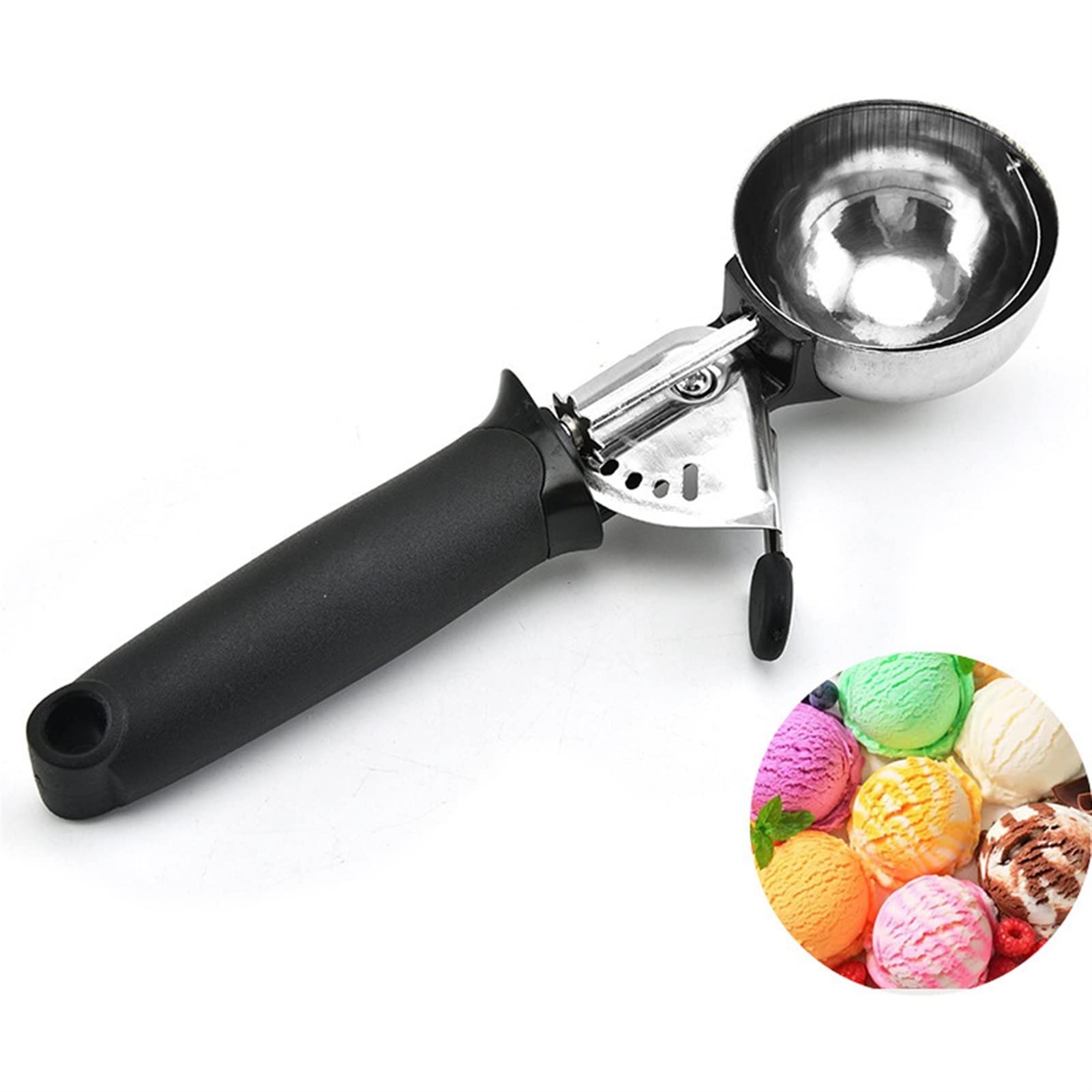 Lot de 2 cuillères à glace en acier inoxydable anti-adhésif pour crème glacée, yaourt, pâte à biscuits, viande, fruits, cuillère à pastèque
