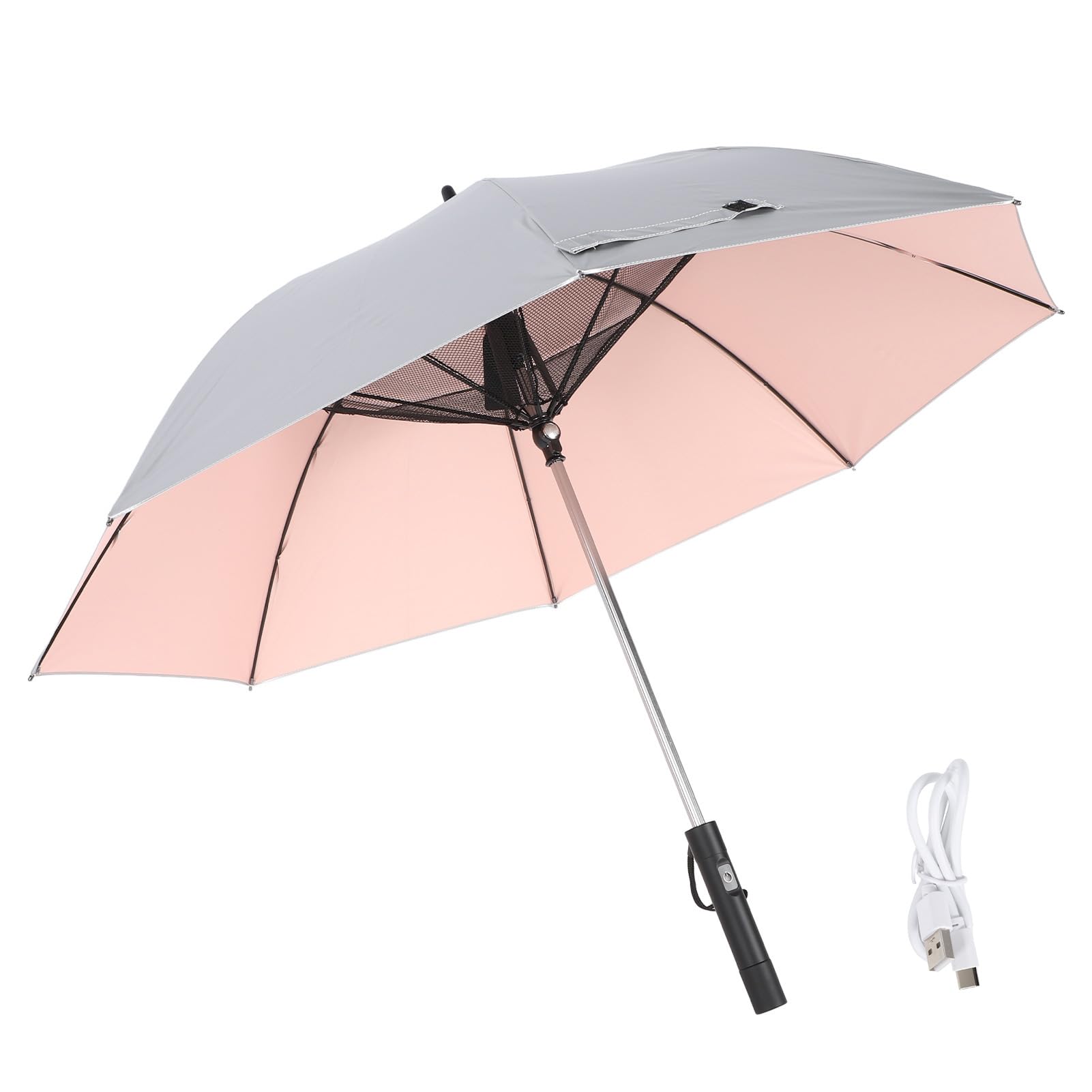 CHICIRIS Paraguas Recargable con Ventilador, Protección contra el Sol y la Lluvia, Ligero y Compacto para Viajes, 32,7x41,3 Pulgadas