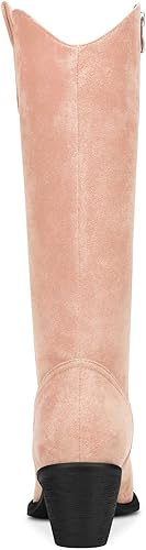 Miniatura 4 de DearOnly Botas vaqueras occidentales para mujer, de media pantorrilla, puntera cerrada, puntiaguda, tacón grueso, cremallera, zapatos de vestir