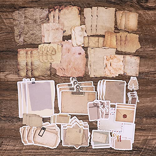 image for Knaid Antique Looking Scrapbook Stickers (90 Pieces) Vintage Aged Pape