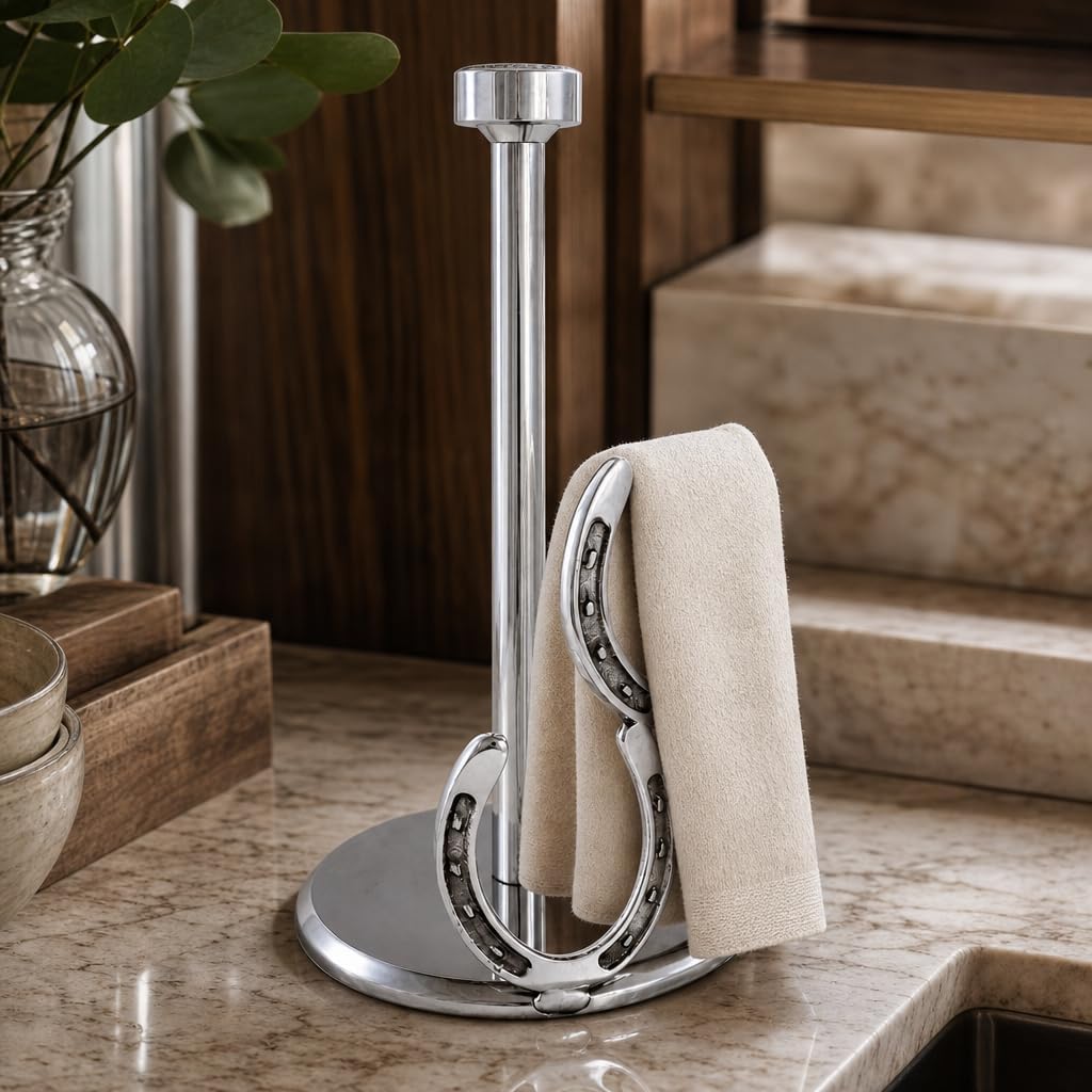Arthur Court Horseshoe Paper Towel Holder - Decorative Aluminum Equestrian Kitchen Accessory - 12.5 Inch Tall image 4