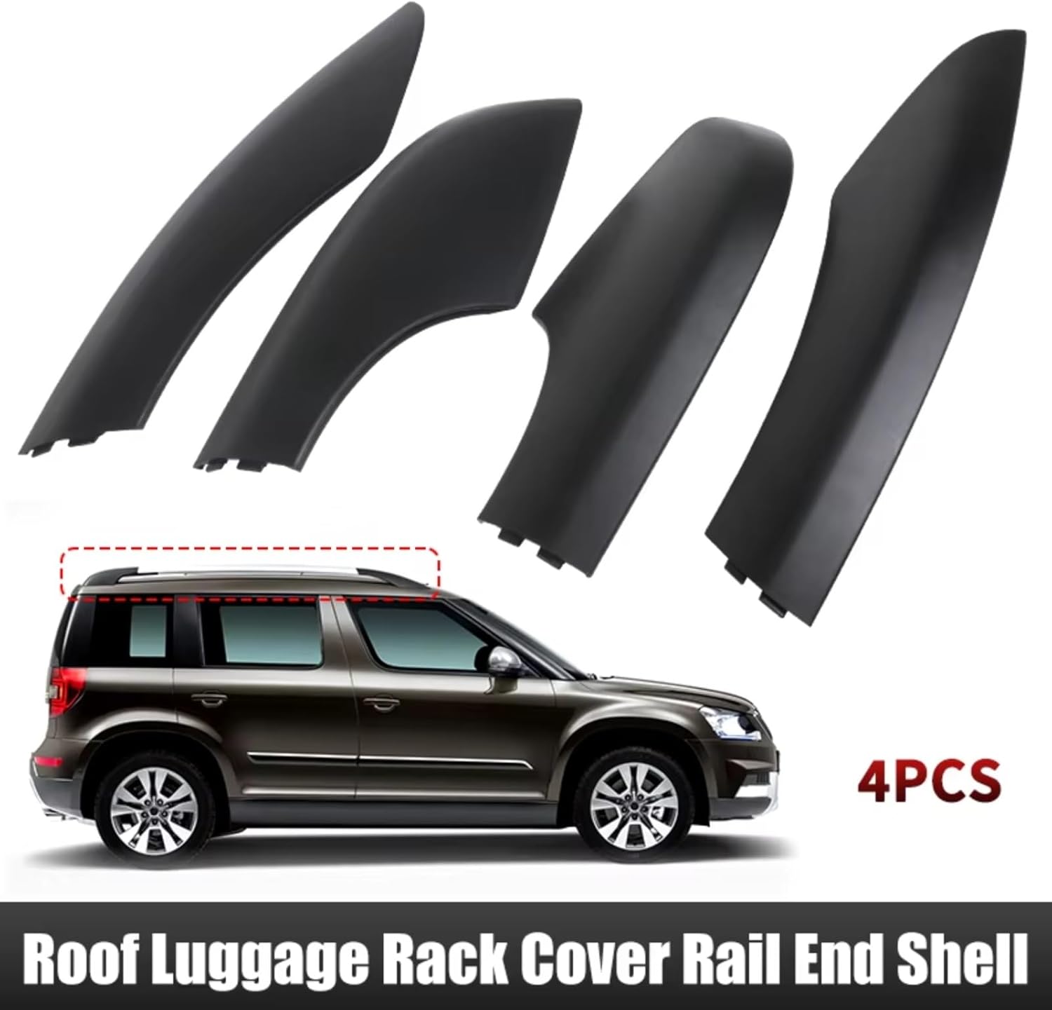 Roof Rack End Cover for Skoda for Yeti SUV 2009-2018 Car Roof Rack Cover Accessories Roof Luggage Bar Rail End Shell 5LD860146-GT5