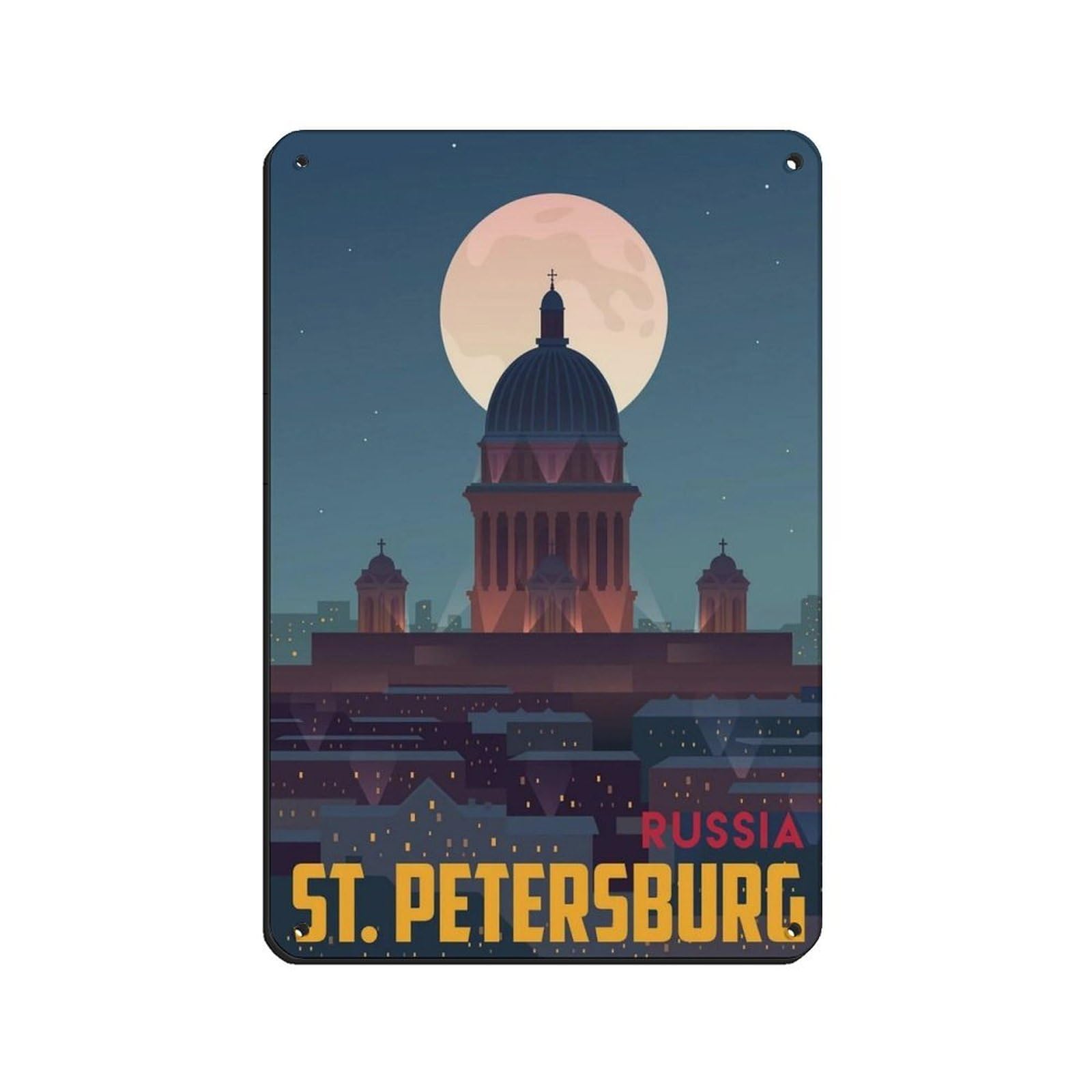 Saint Petersburg Travel Poster, Russia Poster Retro Poster Metal Tin Sign Chic Art Retro Iron Painting Bar People Cave Cafe Family Garage Poster Wall Decoration 8x12inch(20x30cm)