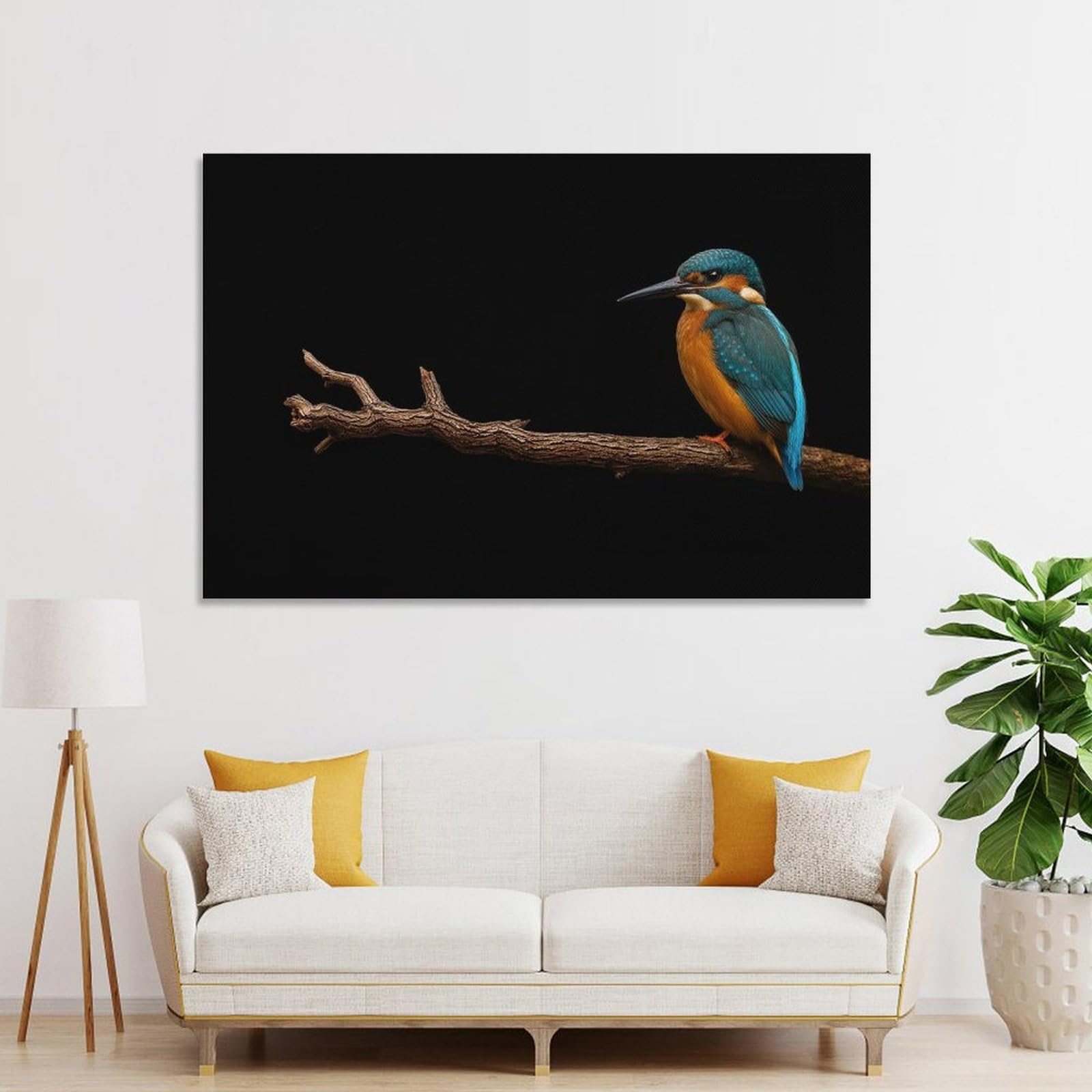 Junmoney Wall Picture Print The Kingfisher, 24x36inch(60x90cm), for Entryway, Lounge Links Or Small Walls, Home Artwork for First Impressions