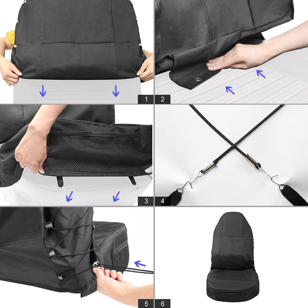Housse Siege Voiture pour Isuzu All Models Dmax Mux 2000-2023 2024, ImperméAble Tissu Oxford Protection Couvre Sieges, Plage Surf Fitness avec Sac De Rangement Voiture Housses Siège