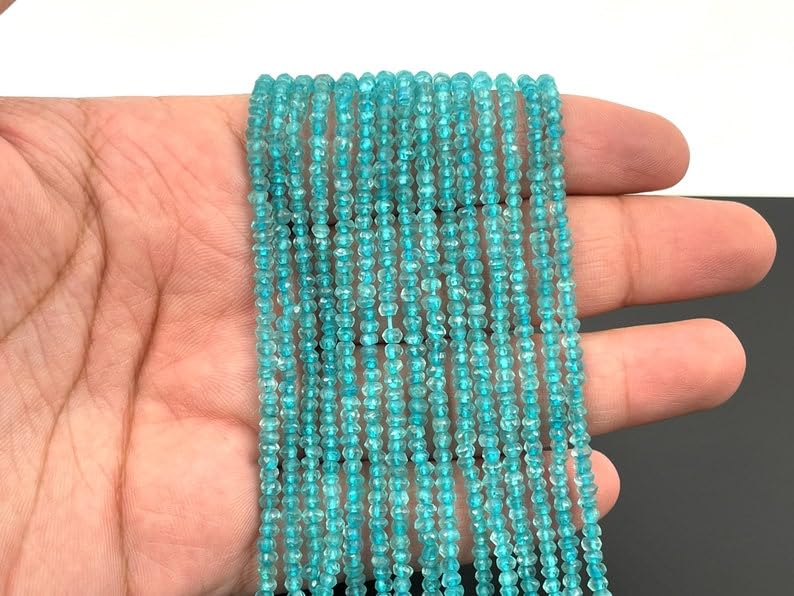Perles en apatite bleue de 3.5mm pour création de bijoux de colliers