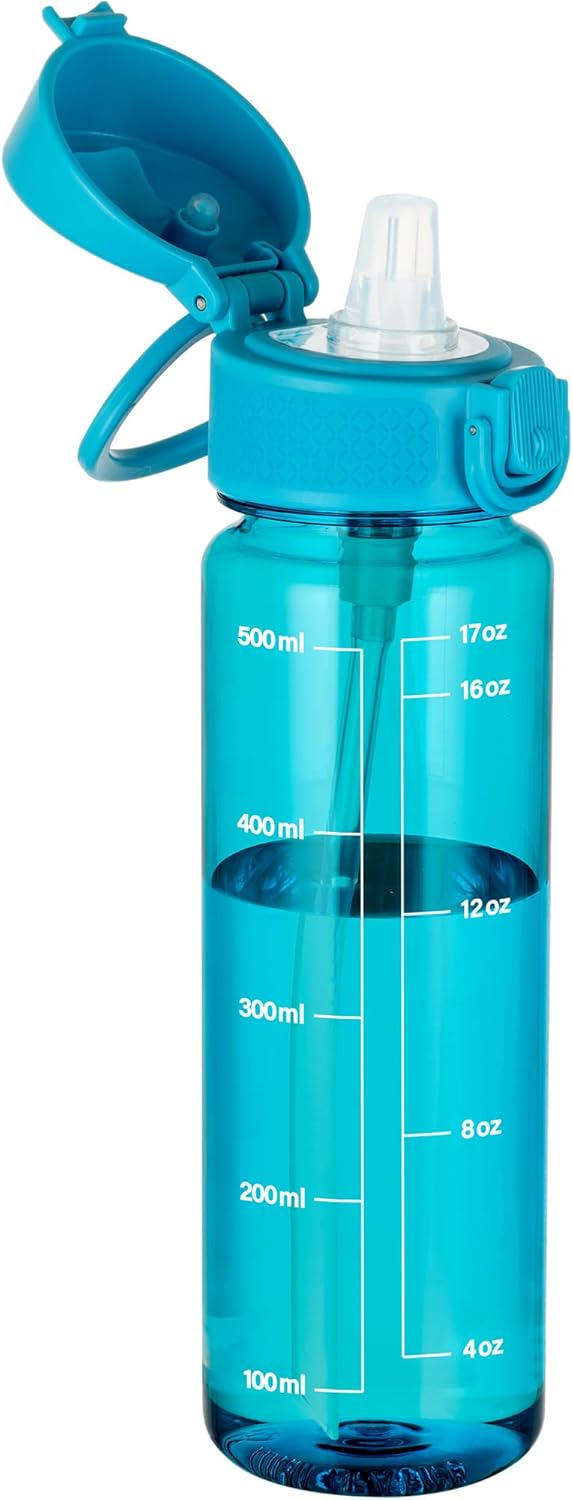 GOPPUS 17oz Kids Water Bottle for School -Straw, Leak-Proof Tritan Sports Bottle Time Marker Reusable for Girls Boys