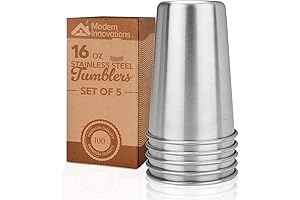 16 oz Stainless Steel Pint Cups 5 Pack for Travel and Outdoors