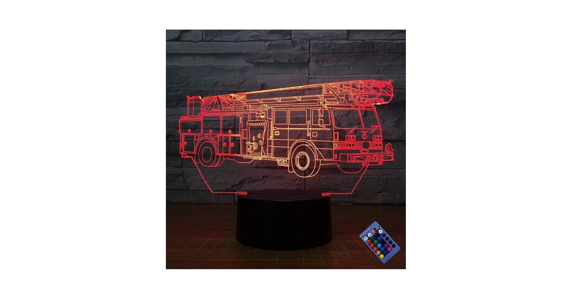 YTDZLTD Creative 3D Fire Truck Night Light 16 Colors