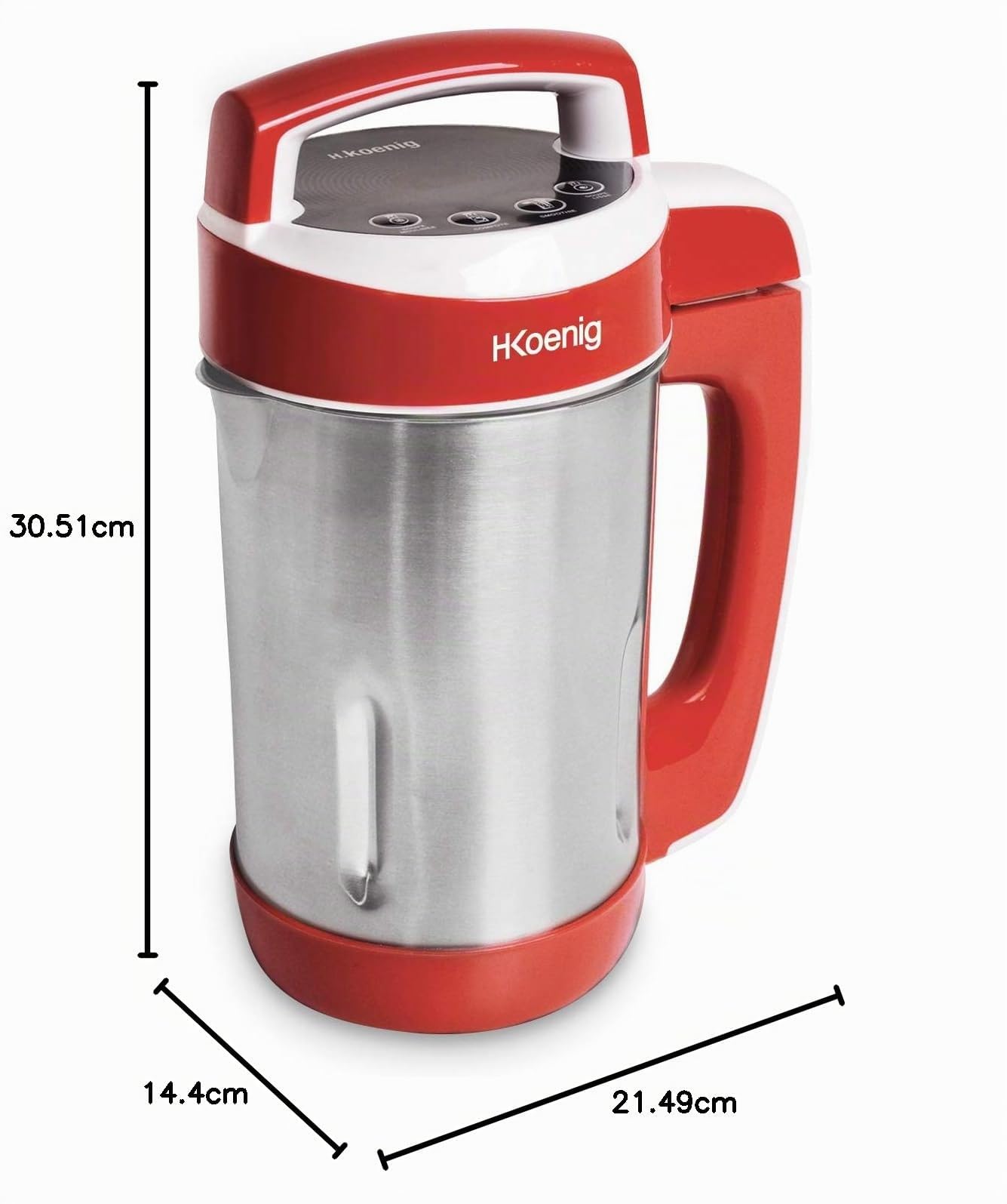 H.Koenig Soup Maker 1.1L MXC18 in acciaio inox, frullatore cuoci zuppe professionale multifunzione, 4 programmi di preparazione, ricette calde e fredde 850W