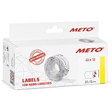 Meto Labels for Hand Labelers 2212 mm, Single-line, 6,000 Labels, White, Permanently Adhesive, for Meto, Contact, Sato, Avery, Tovel, etc.