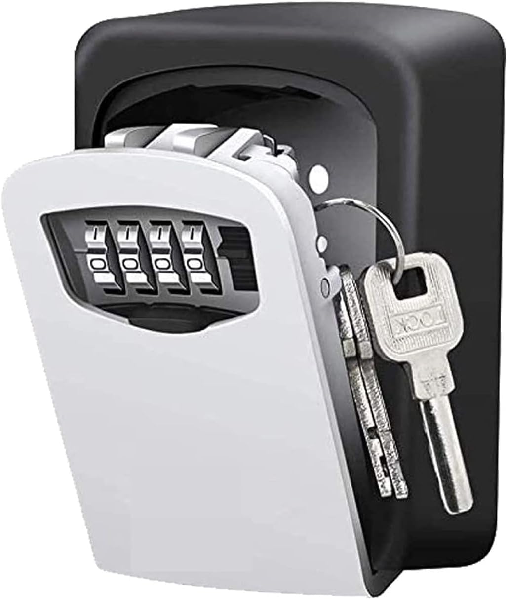 Key Lock Box Wall Mounted, 4 Digit Combination Lock Box for House Key Weatherproof Safe Security Key Storage Lock Box for Outside Realtors Garage Spare Keys