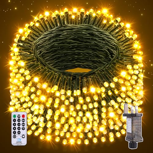 Nextronix Christmas Tree Fairy Lights: 200LEDs 20m Christmas Lights Outdoor Indoor, String Lights Mains Powered with 8 Modes Remote, IP44 Waterproof Outside Xmas Lights for Garden/Windows/Wall/Roof