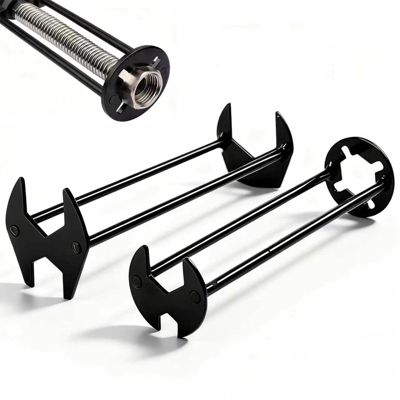 2 Pcs Multi Functional Basin Wrench, Taps Spanner for Tight Spaces, Sink Wrench with 7 Different Sizes Nut Openings, Iron Robust Faucet Sink Plumbing Tool for Household Kitchen Bathroom (Black)