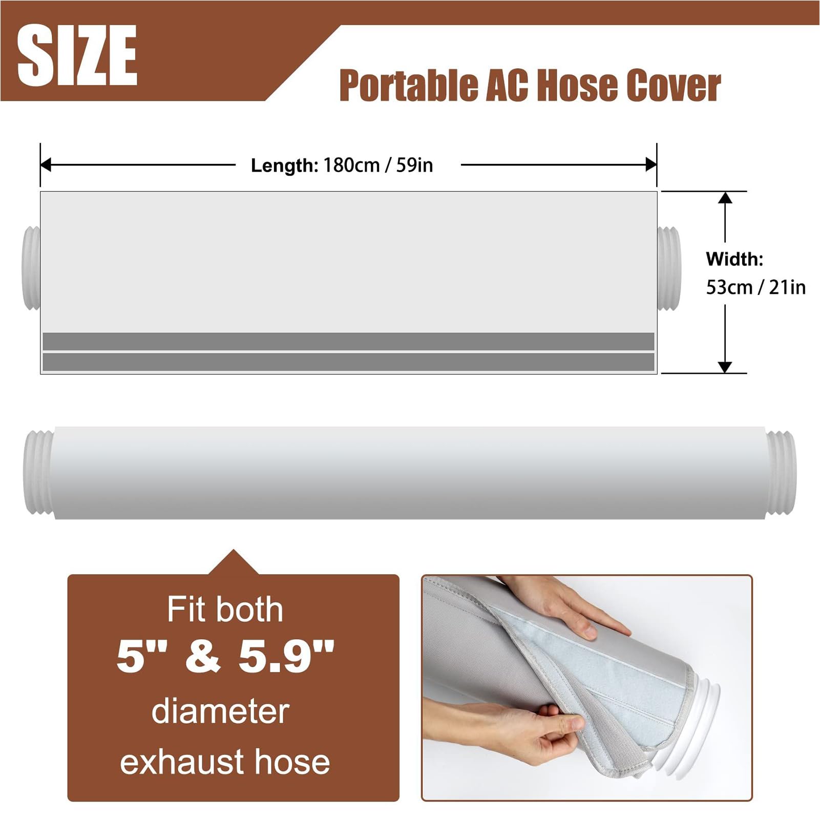 Copertura portatile per tubo CA | Copertura portatile per condizionatore d'aria, protezione di ricambio per installazione isolata per tubi di diametro 15,9 cm e 12,7 cm