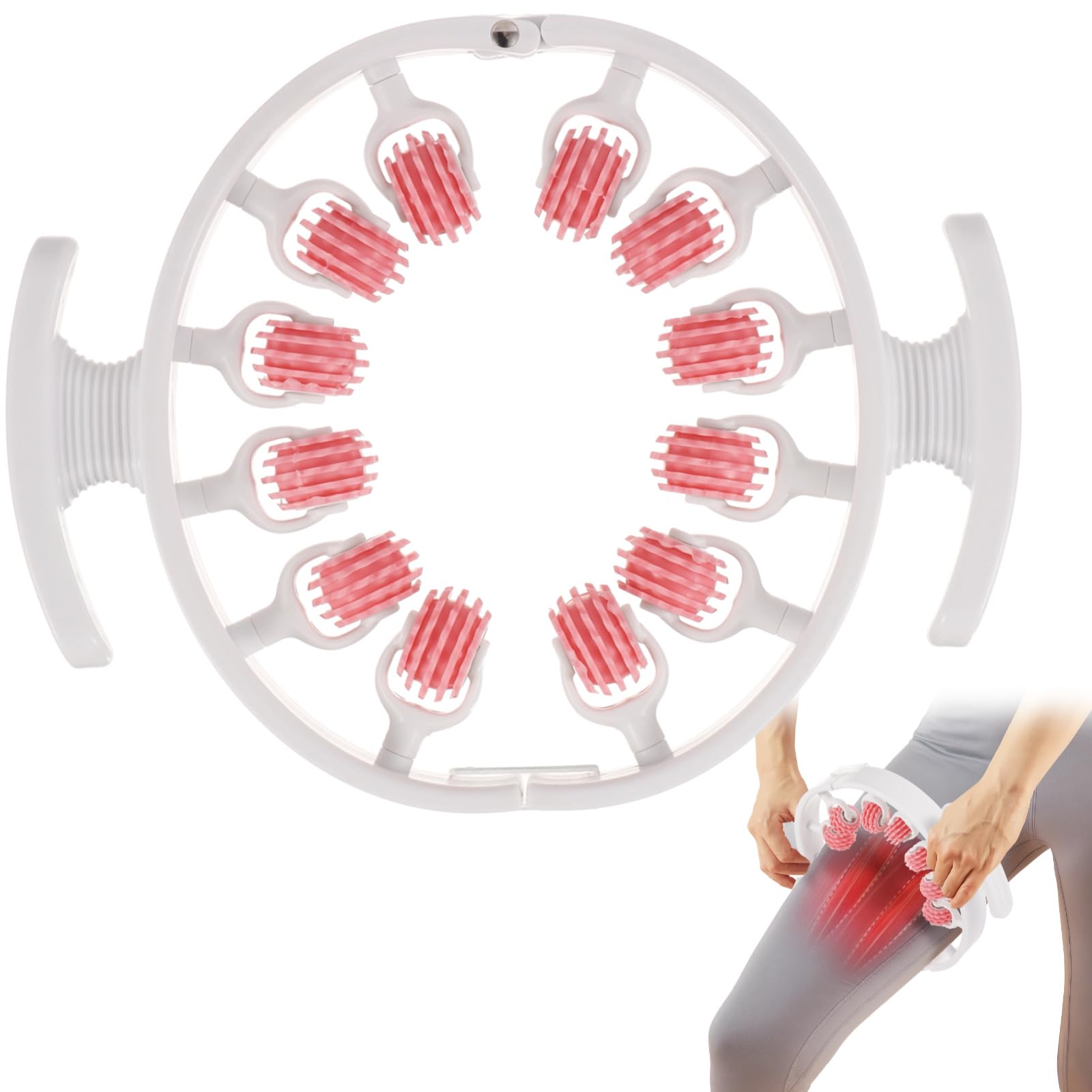 Cellulite-Massagegerät mit 12 Rollen, manuelles 360°-Beinmassagegerät, Massagerolle für Oberschenkel, Po und Taille, tragbares Massagewerkzeug für Zuhause und unterwegs