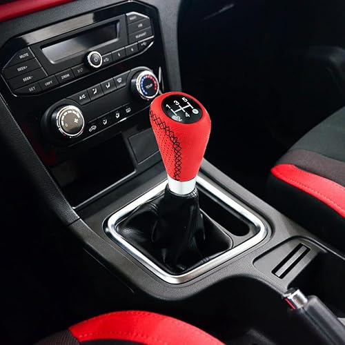Miniatura 9 de Arenbel Pomos de palanca de cambios de cuero de 5 velocidades para palanca de cambios de coche, palanca de cambios para la mayoría de vehículos