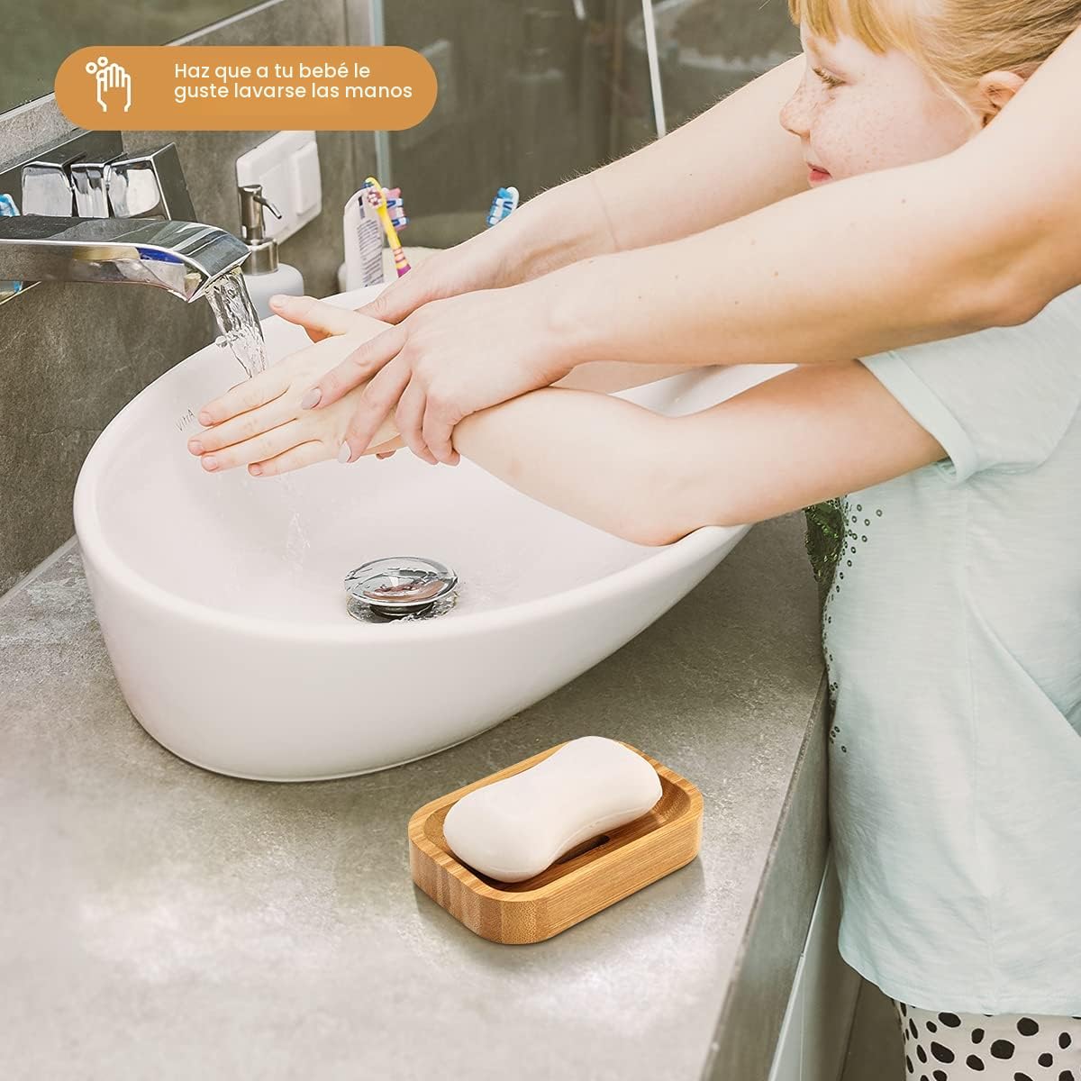 GUANJUNE Paquete de 2 Jaboneras de Bambú de Madera Natural para Baño, Cocina, Esponjas, Accesorios, Almacenamiento