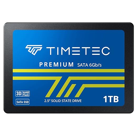 Timetec 1TB SSD 3D NAND SATA III 6Gb/s 2.5 Inch 7mm (0.28") Read Speed Up to 550 MB/s SLC Cache Performance Boost Internal Solid State Drive for PC Computer Desktop and Laptop (1TB)