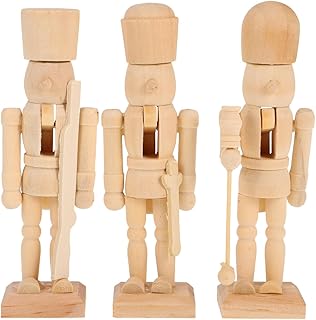 Ciieeo 3Pcs Unfinished Nutcracker Figures Christmas Wooden Nutcrackers DIY Walnut Soldier Ornament 5.11Inch Wooden Holiday Figures for Christmas DIY Craft Ornaments