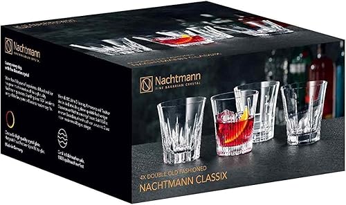 Miniatura 6 de Nachtmann Classix - Juego de 4 vasos dobles antiguos, 11 onzas, vasos de cóctel Lowball de cristal hecho en Europa, aptos para lavavajillas, juego