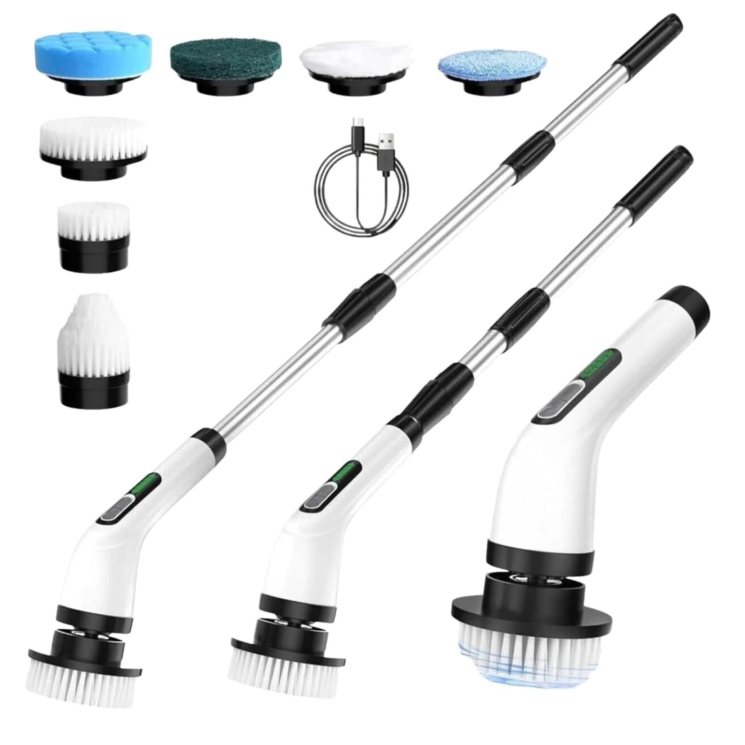 9 in 1 Cordless Electric Spin Scrubber, Rechargeable Cleaning Brush with Adjustable Long Handle, Waterproof Power Scrubber for Bathroom, Floor, Tiles, Kitchen, Tub, Sink & Glass Cleaning-image-40