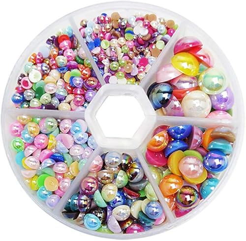 Miniatura 1 de Libiline 1 caja de 1170 piezas de diferentes tamaños redondos AB color 345680.394in cuentas de espalda plana media perla para decoración de boda