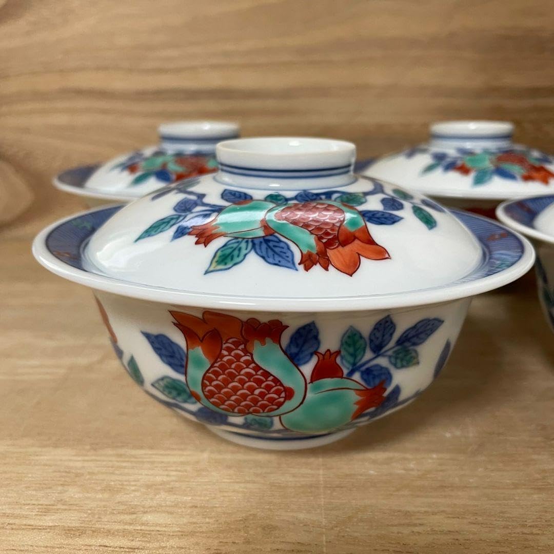 Amazon.co.jp: 和美人間国宝 十三代 今泉今右衛門 錦柘榴絵蓋物四客揃