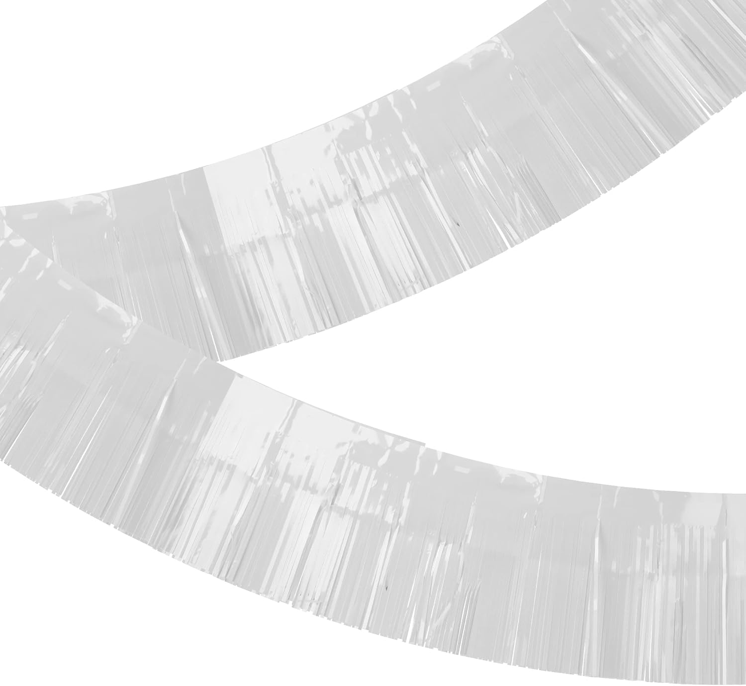 2 Pack Iridescent Fringe Float Curtain, Metallic Foil Fringe Garland Shiny Wall