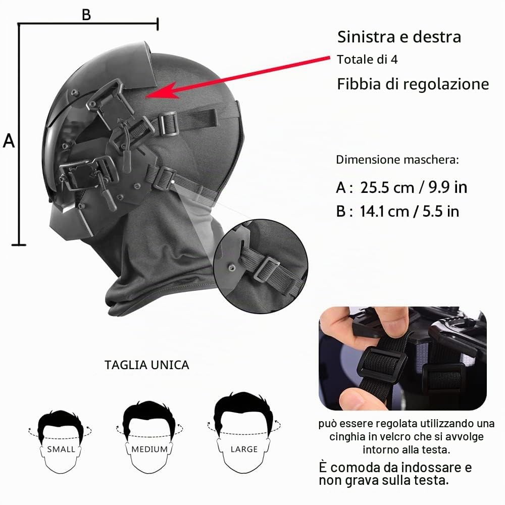 Maschera punk per adulti maschera cosplay Halloween regalo festa con LED lampeggianti maschera costume cool uomo casco