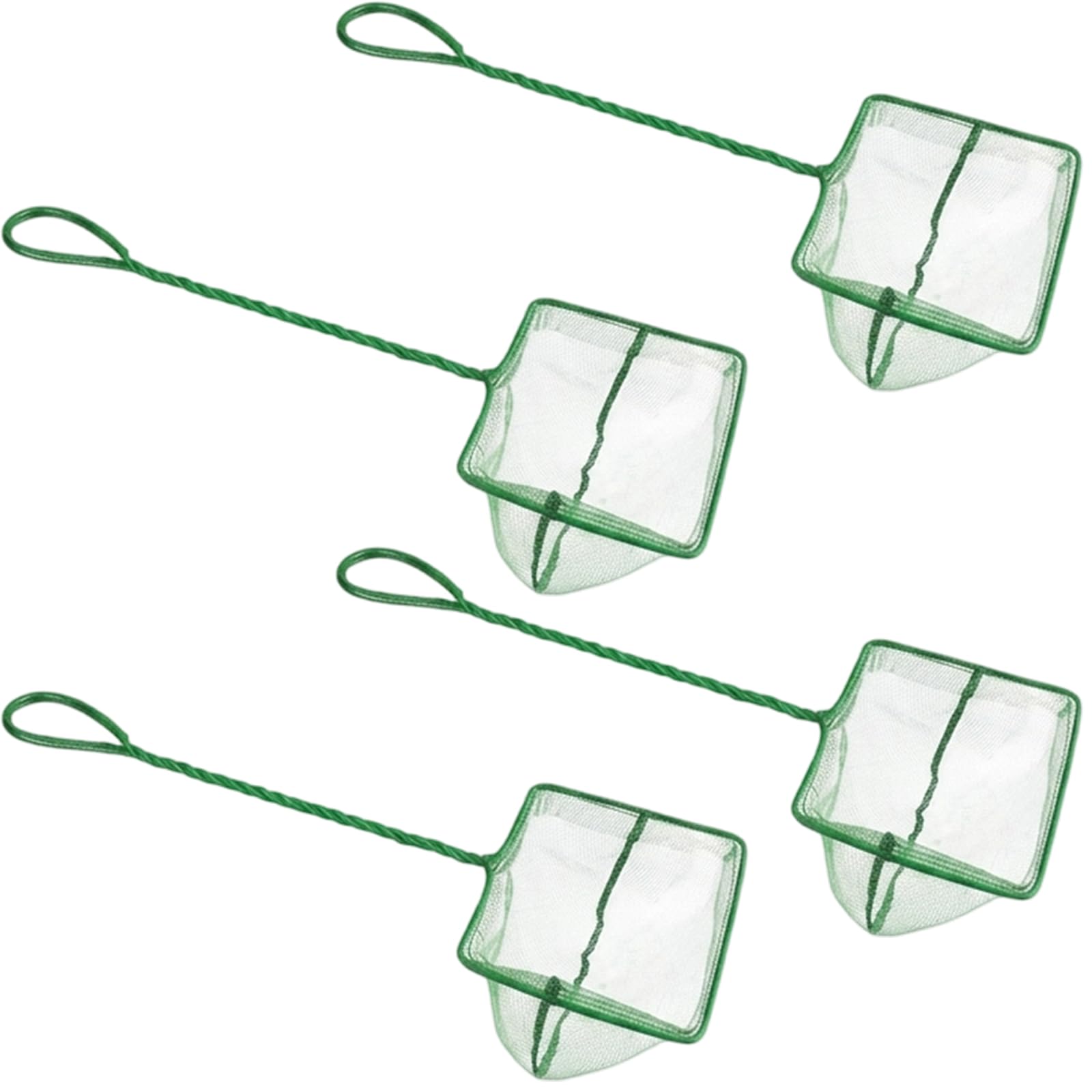 4 Stück Aquarium Kescher Klein, 3 Zoll Aquarium Fischnetz aus Weichem Nylon, Rostfreier Griff für Kleine Fische, Garnelen und Becken Reinigung