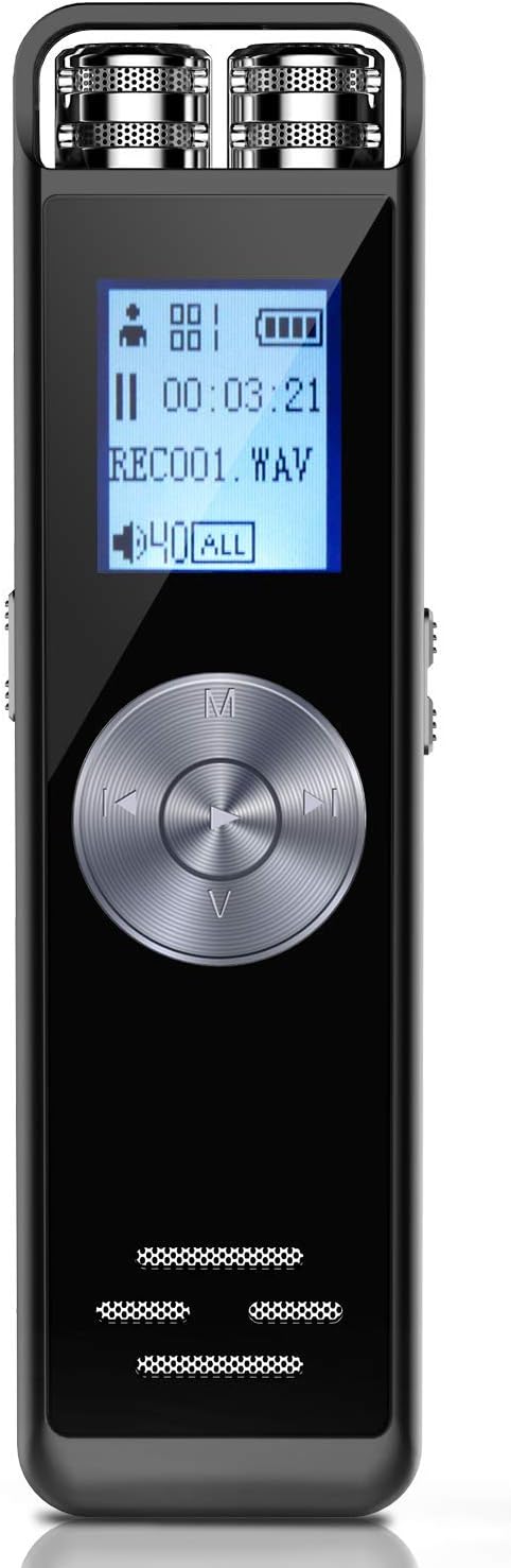 Digital Voice Recorder, ADOKEY 8GB Audio Sound Recorder Portable Dictaphone for Lecture Meeting HD Audio Recording Device Professional MP3 Voice Activated Recorder for Interview Support 32GB TF Card
