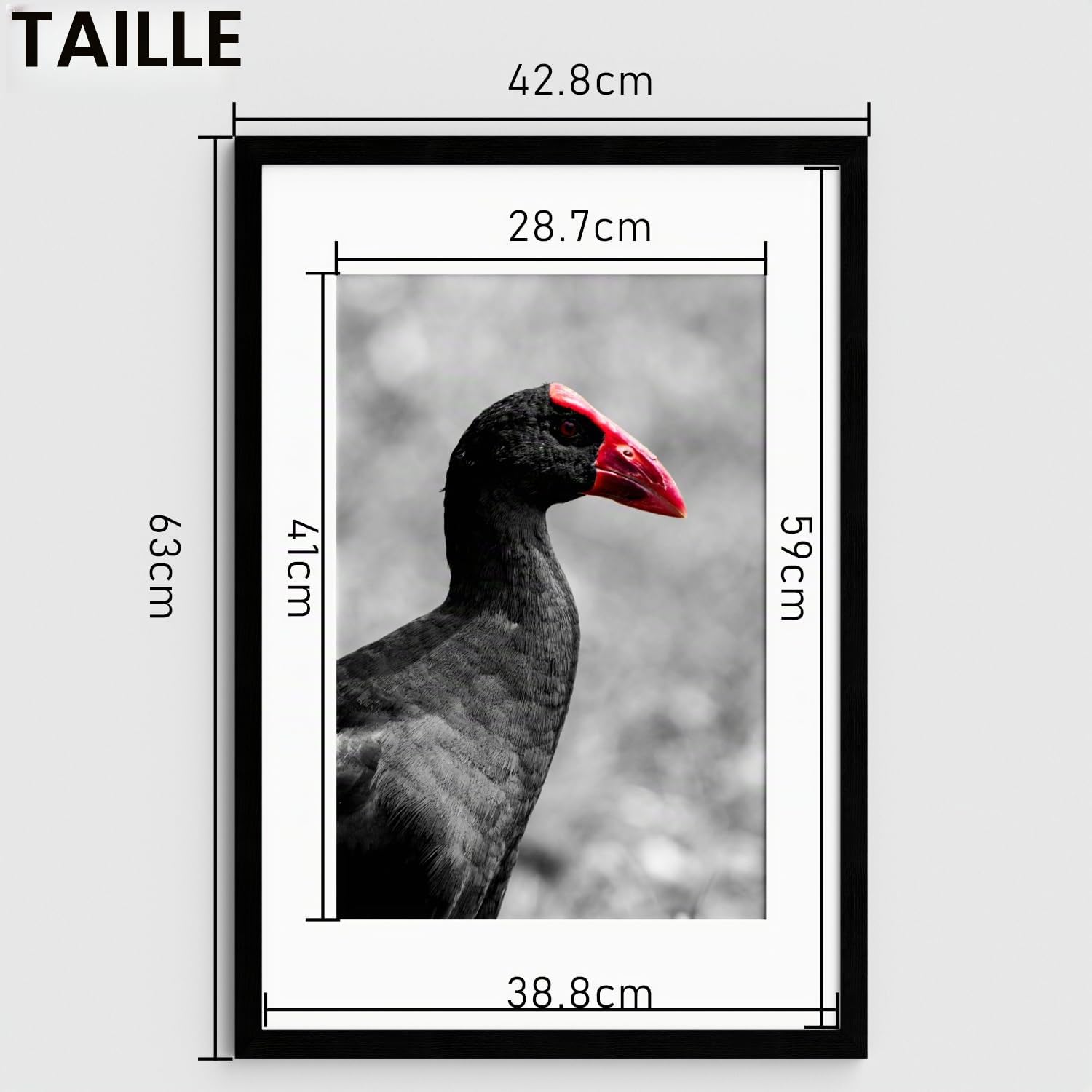 Lot de 2 cadres photo 40 x 60 cm avec passe-partout A3, cadre photo noir avec façade en plexiglas sûr