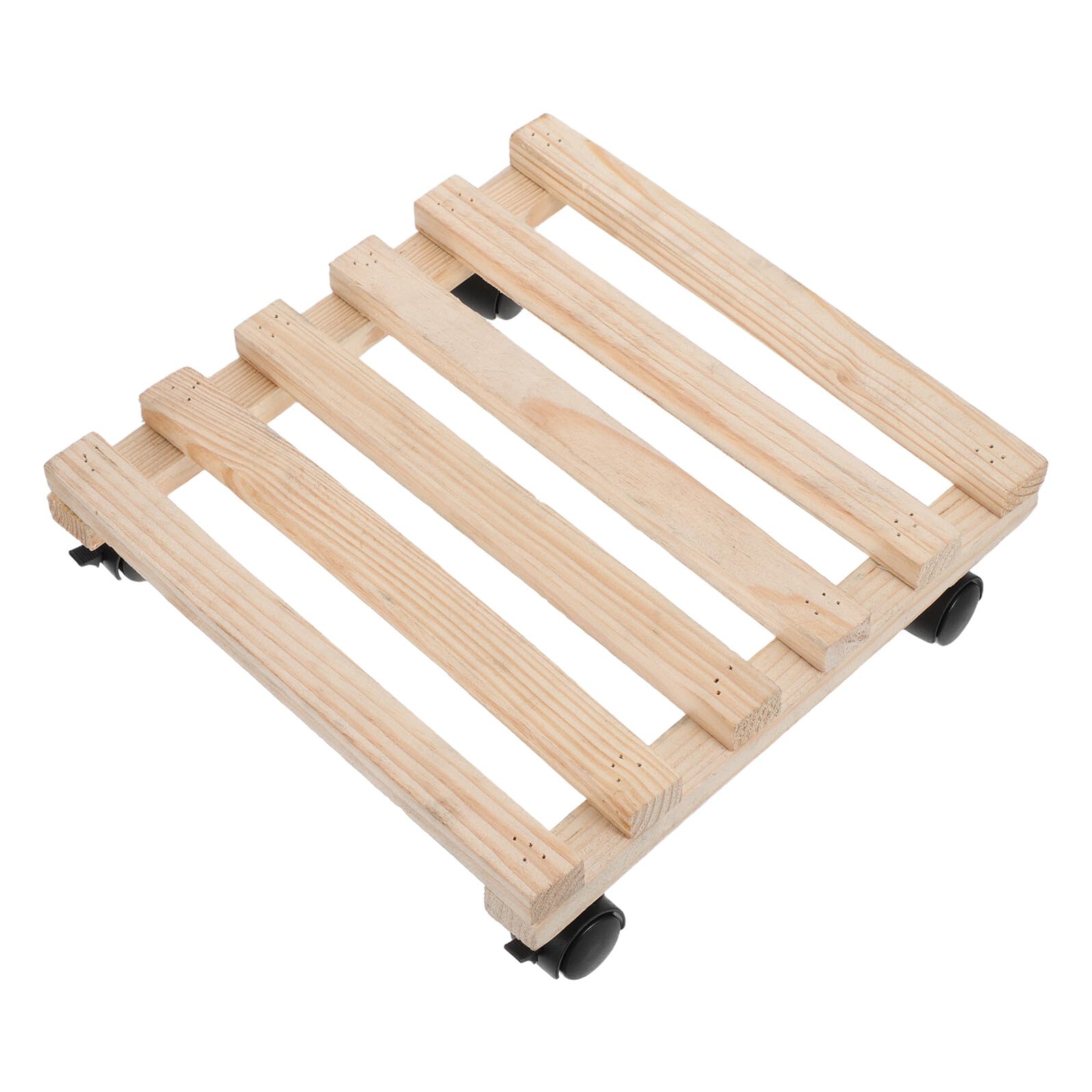 TOYANDONA Square Wooden Flower Pot Caddy with Wheels 30x30cm Mobile Plant Trolley for Indoor Outdoor Use Rolling Plant Tray Base with Swivel Casters Dolly for Gardening