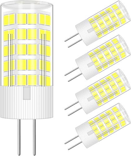 Bombillas LED G4 de 12 V, 4 W (equivalente a halógeno de 40 W), luz blanca diurna de 6000 K, 400 lúmenes, CA CC G4 JC, bombilla de base bi-pin de