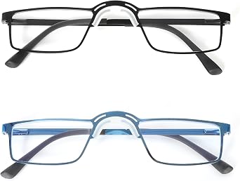 Reading Glasses Metal Thin nose Frame Spring Hinge Readers for Men Eyeglasses No nose support Design